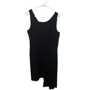 BCBGMAXAZRIA Runway Black Sleeveless Asymmetrical Ruffle Dress